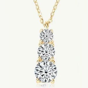MOISSANITE Past Present & Future Necklace 18K Yellow Gold. 1.8 c.t.w